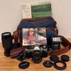 Canon AE-1 Program 35mm Film Manual Camera + Manual And Extras
