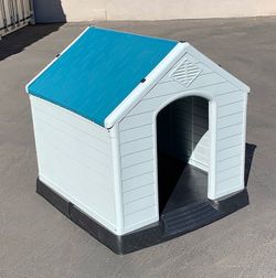 (NEW) $105 Plastic Dog House Large Size Pet Indoor Outdoor All Weather Shelter Cage Kennel 36x36x39”