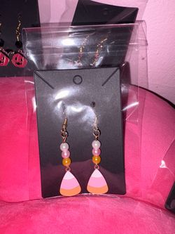 Candy Corn Dangle Earrings with Beads 🍬