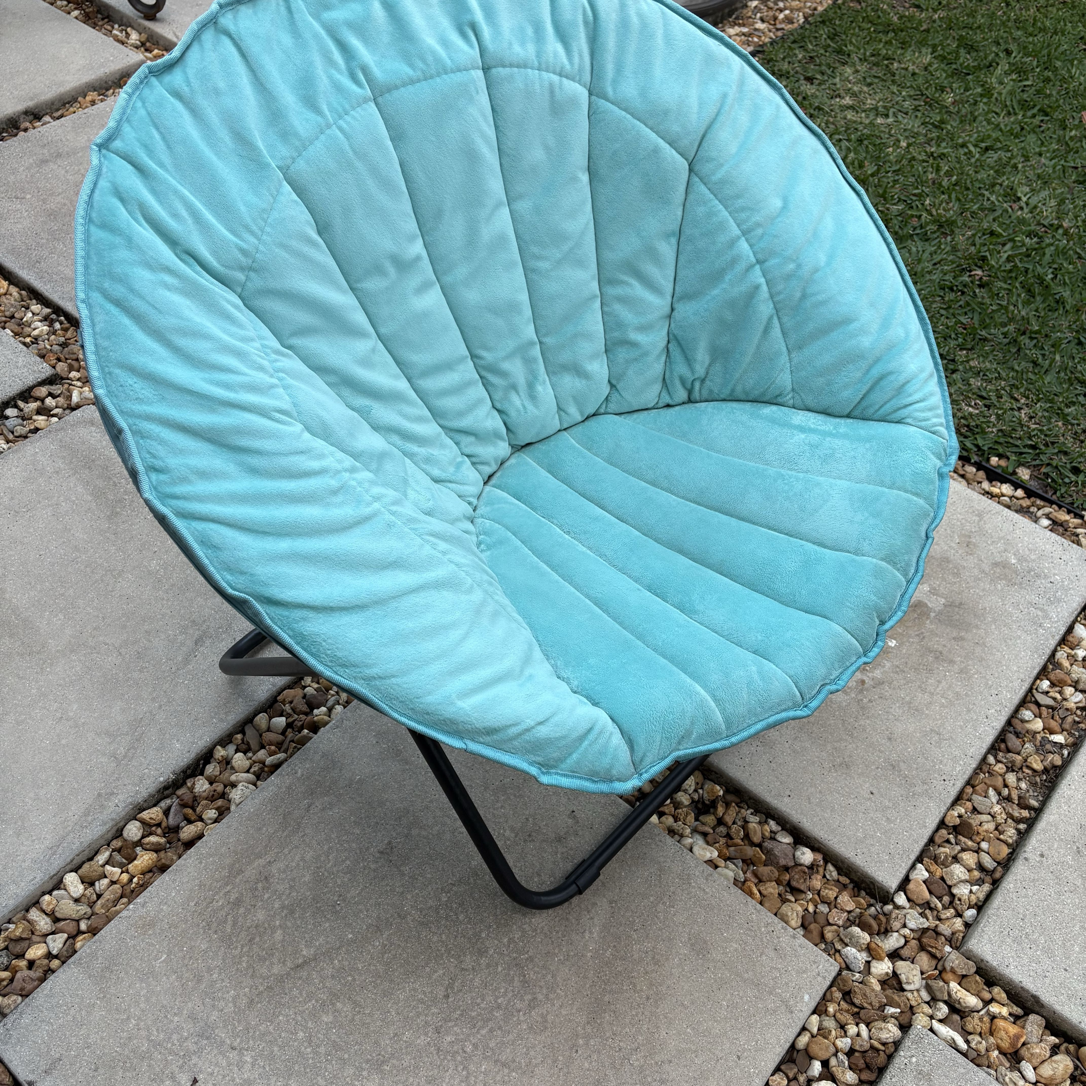 Teal Folding Saucer Moon Chair