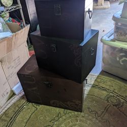 NEW WOODEN NESTING STORAGE BOXES 