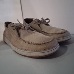 Clarks Men's Nature 5 Moc Moccasin Shoes  Sand Leather Canvas SIZE 13 M 👀🔥