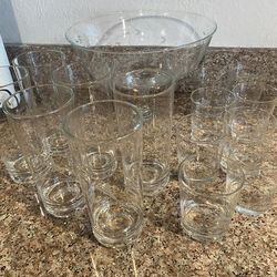 Fruit bowl and glasses