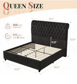 Queen Bed Frame, Mattress, & Box Spring