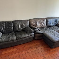 Leather Sectional Couch And Ottoman