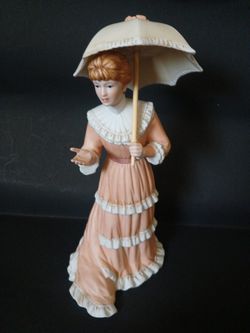 Vintage 1999 Home Interiors Miss Georgia Figurine with Umbrella (88012-99, 9" tall)
