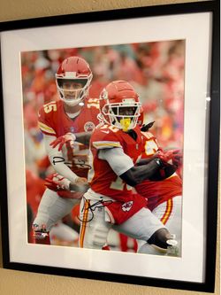 Autographed Patrick Mahomes & Tyreek Hill JSA authenticated 16x20 framed photo