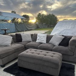 Gray L Sectional Couch