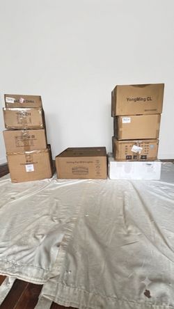 10-Piece Hanging Light Lot!  –  5 Pendants, 4 Chandeliers, 1 Ceiling Fan with Light Price: $235