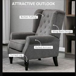 Dark Gray Accent Chair Wingback Chair Vintage Style Furniture Victorian Style Furniture Victorian Style Chairs New In The Box Dark Gray 