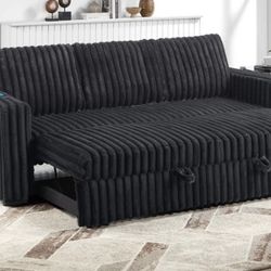 Brand New Black Corduroy Adjustable Sofa Sleeper 
