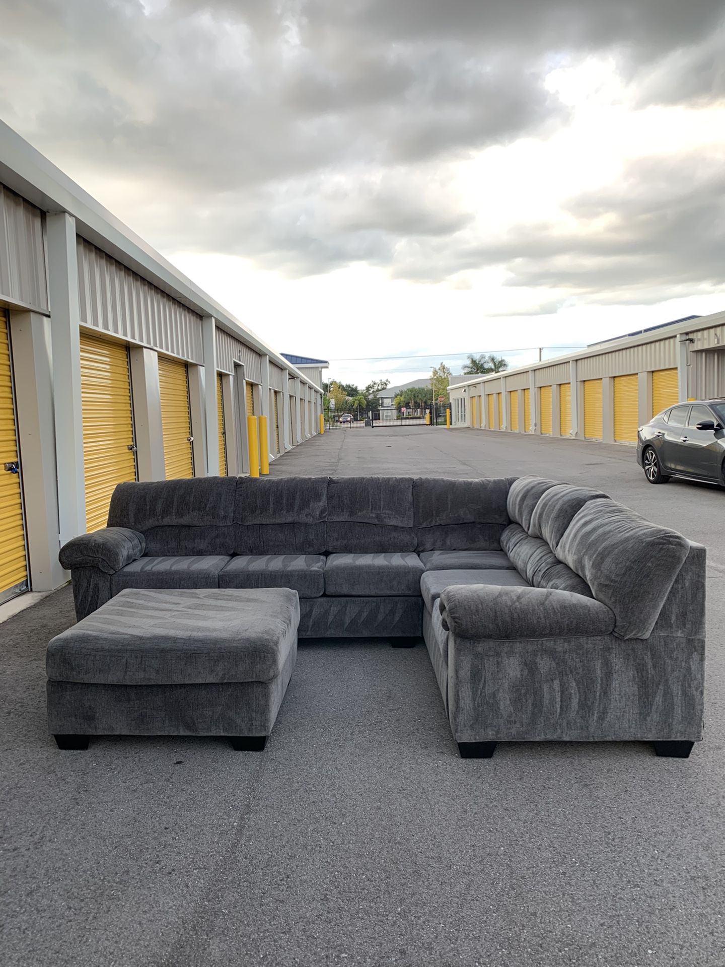 Large Dark Heather Gray Sectional Couch