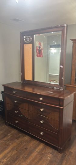 Wood Dresser with Mirror