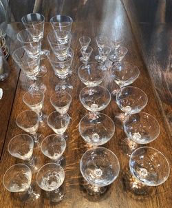 VTG Brierley 28 Assorted Stemmed Glass Goblets and Glasses