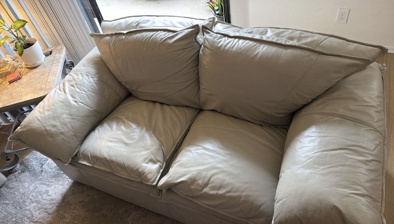 Genuine Leather Sofa Love Seat . Couch, Furniture