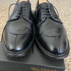 Allen Edmonds Walton Black Leather Derby Almond Toe Men's Dress Shoes US 9.5 D