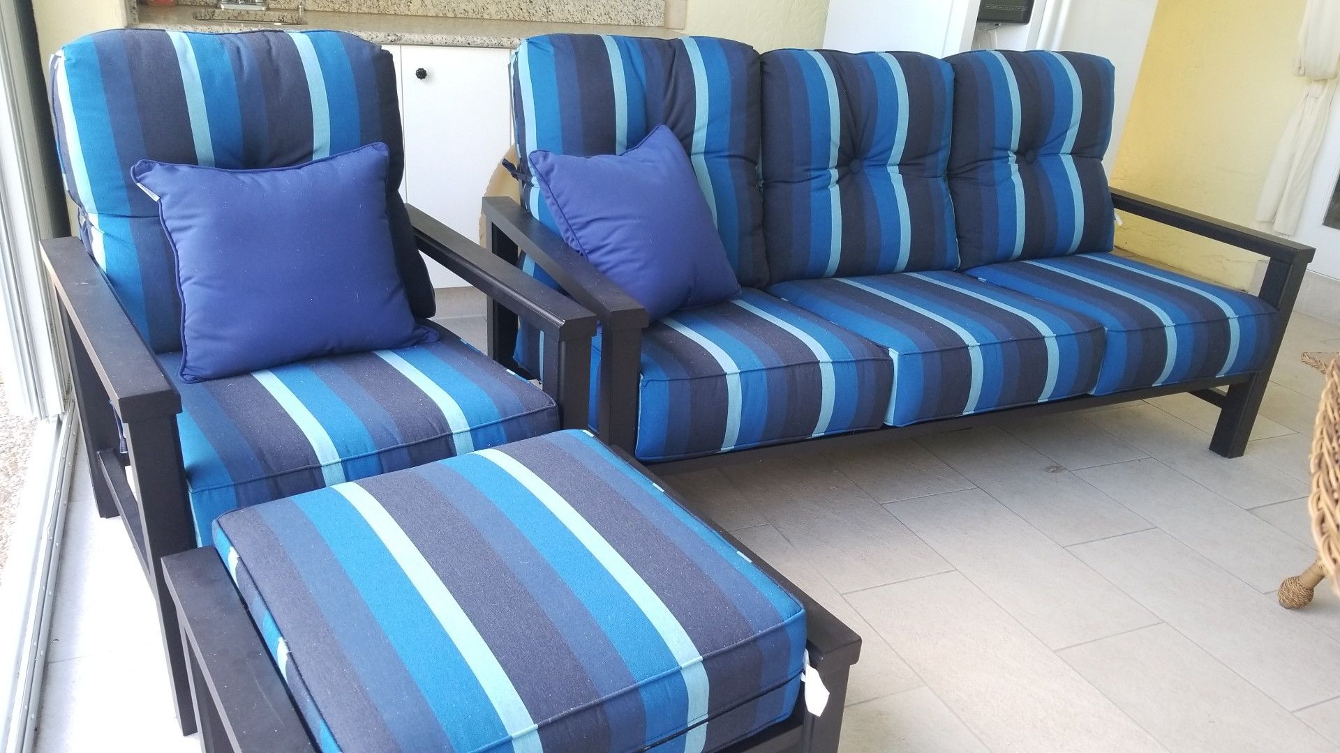 New Patio Furniture set 3 marine blue $2400. MINT