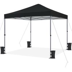 10x10 Pop Up Canopy Tent 1-Button One Person Quick Setup, Black