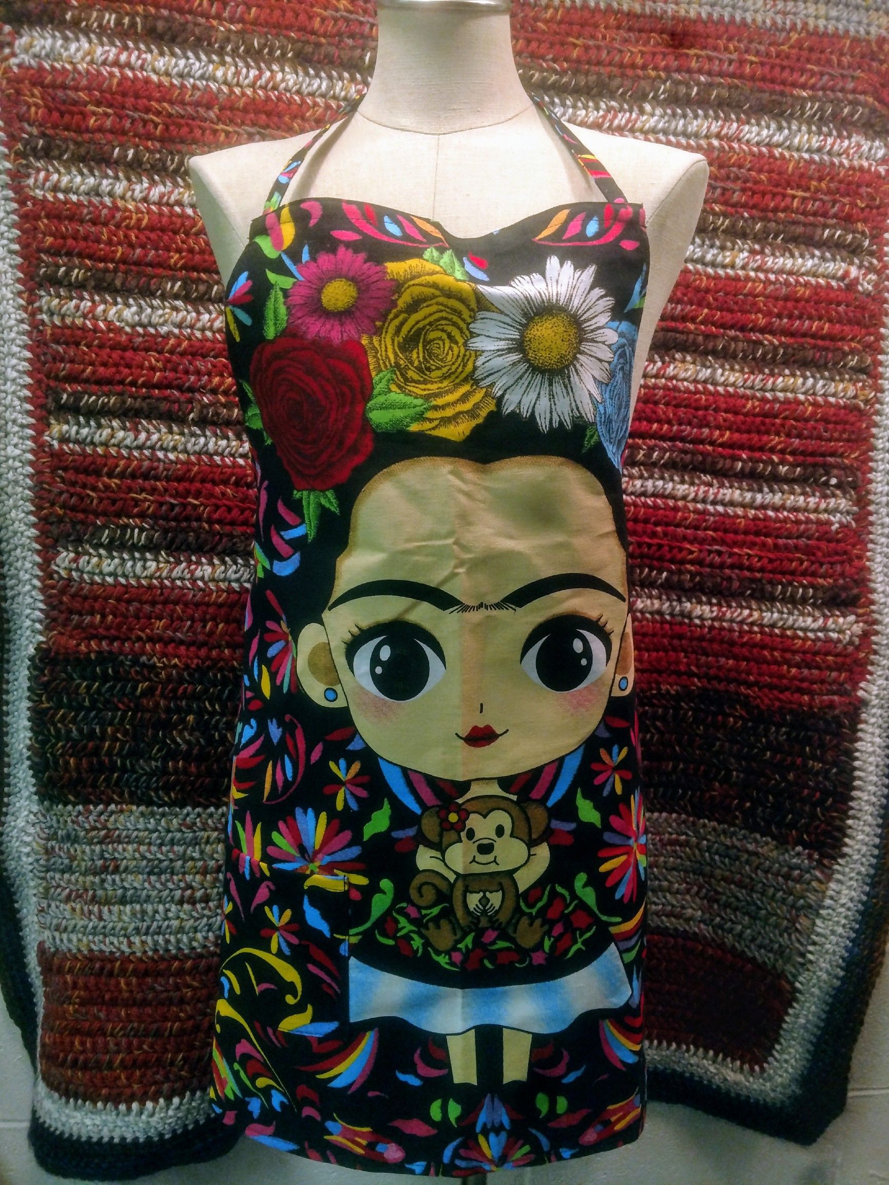 Frida Kahlo Apron With Pocket 100% Cotton