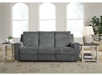 Barnsana Gravel Micro Chenille Power Reclining Sofa