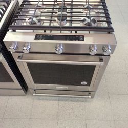 KITCHEN AID DUAL FUEL SLIDE IN STOVE OPEN BOX ITEM N9