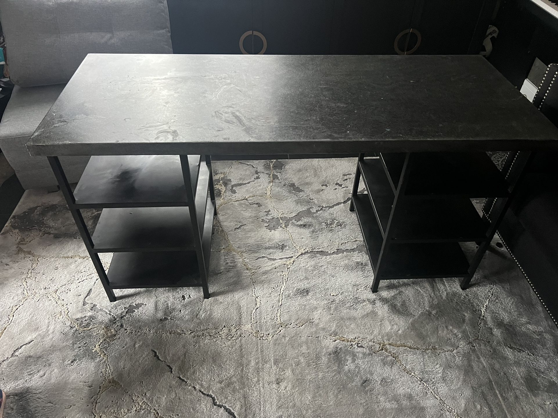 2 Metal Desks With Shelves