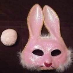 HALLOWEEN pink bunny rabbit mask and puff tail set $5 FIRM