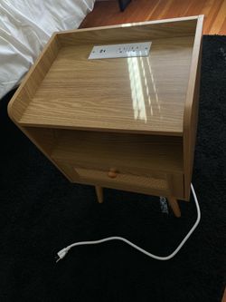 Wood Nightstand with Built In Charging Ports