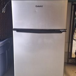 Galanz 3.1 Cu Ft Mini Fridge with Freezer – Stainless Steel, Energy Star, Two-Door Compact Refrigerator