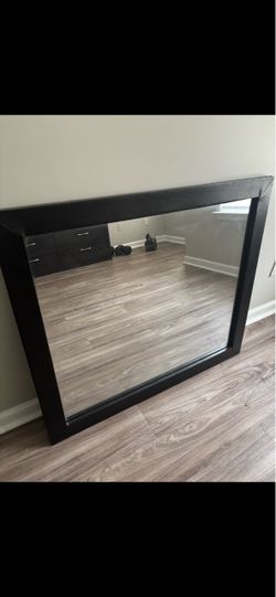 Large Wall Mirror with Black Frame