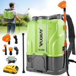 VAXMAY Battery Powered Backpack Sprayer 3.2 Gallon, 100 PSI Electric Garden Sprayer Compatible with DeWalt 20V Battery, Weed Yard Sprayer with 2 Wands