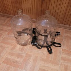 (2) 5 Gal Glass Car Boys