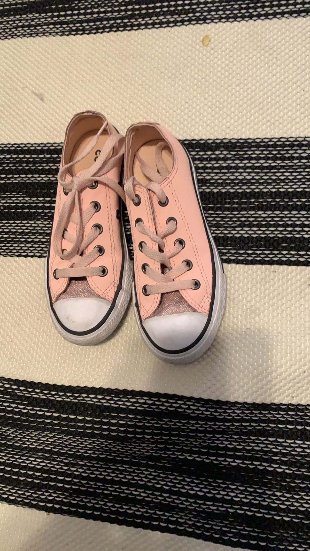 Converse All Star Ox Sparkle Pink Glitter Girls Trainers Size 12