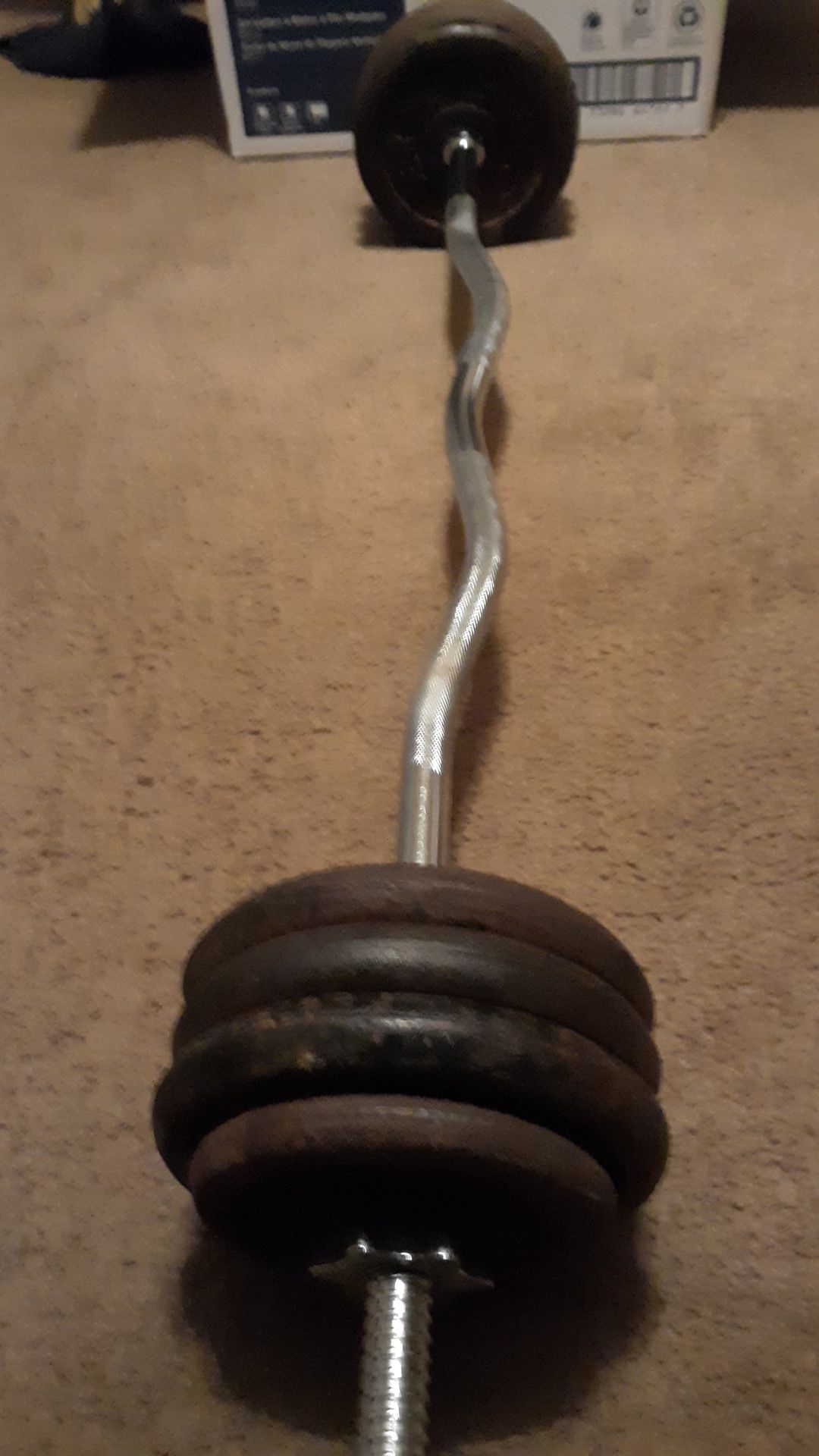 Curl bar and weights