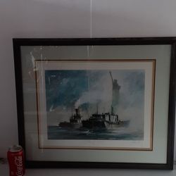 Vintage  Framed Matted Statue Of Liberty Limited Edition Lithograph Print Signed John Kelly