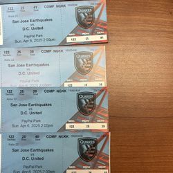 Earthquakes tickets $30 each