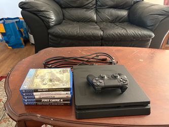 PS4 Slim Console with Controller and 5 Games