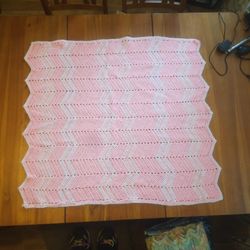 Baby Girl Crochet Blanket 33x38. Beautiful And Soft