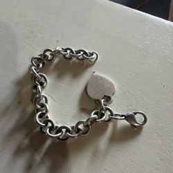 Tiffany & Co. 925 Sterling Silver Blank Tag Heart Bracelet 