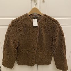 H&M Loose Fit Teddy Fleece Coat Jacket Brown US/EUR XXS SOLD OUT