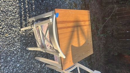 Ikea small dinner table with two IKEA chairs with pads