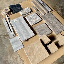 Unused Porcelain And Travertine Tile