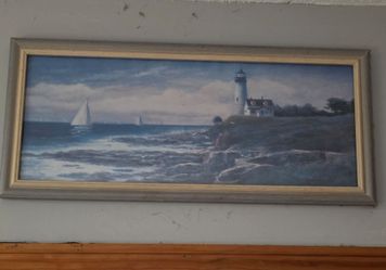 Framed Coastal Lighthouse Wall Art