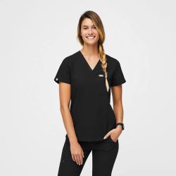 Figs Black Catarina™ - One-Pocket Scrub Top  M - Black