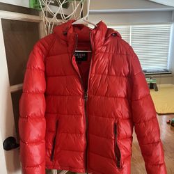 GUESS RED PUFFER JACKET