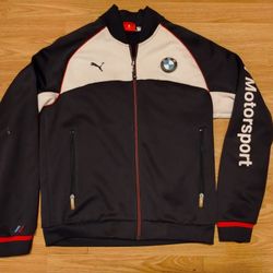 Puma  Navy White BMW Motorsport Full Zip Track Racing Athletic Jacket Size Small. 