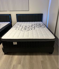 New queen bed frame with mattress