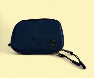 Save The Girls navy zip RFID double pouch.