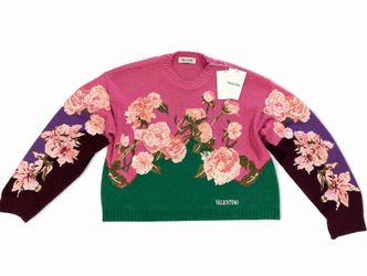 Valentino Wool And Cashmere Floral Sweater
