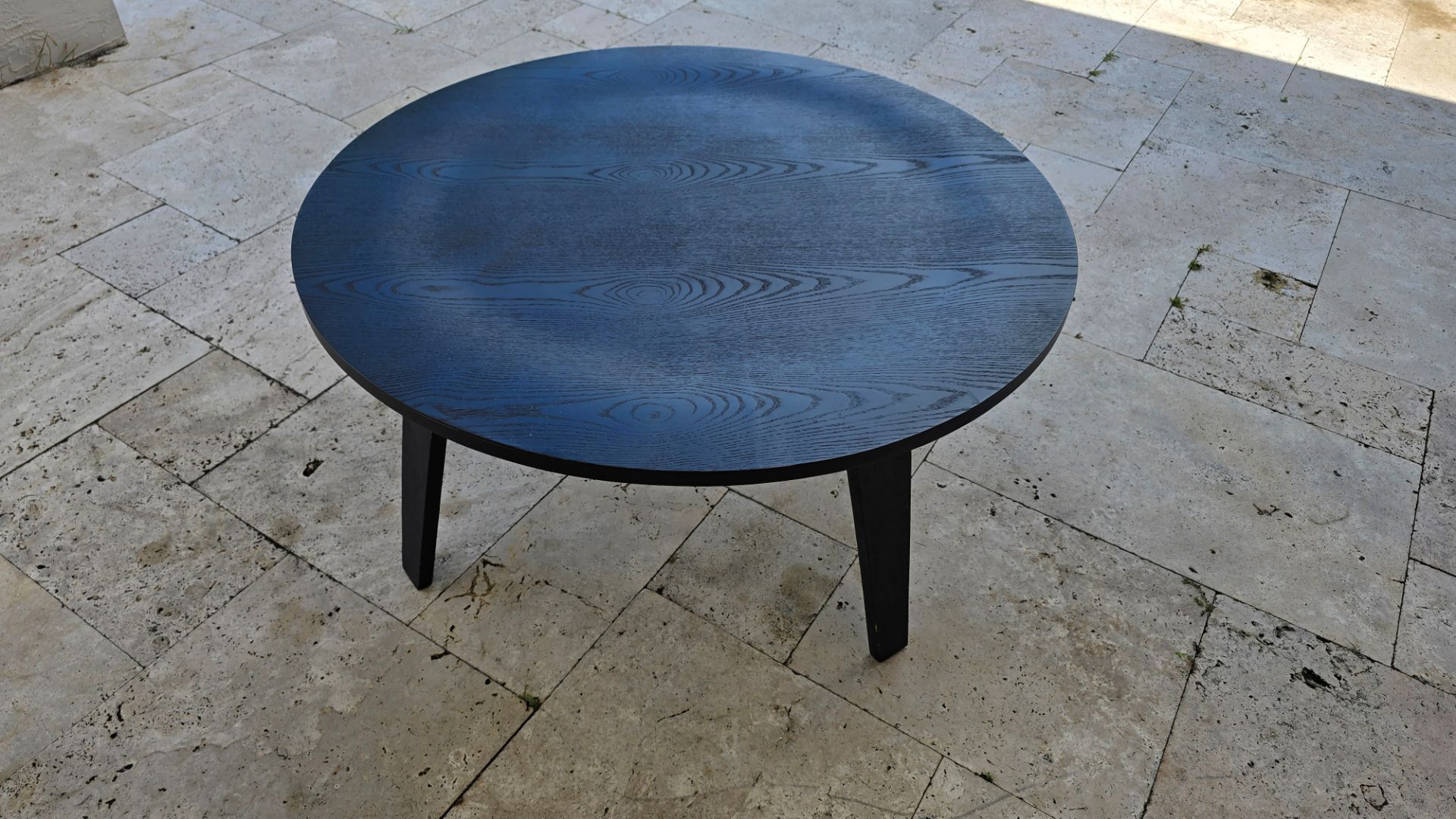 Coffee Table Round Black Ebony Wood